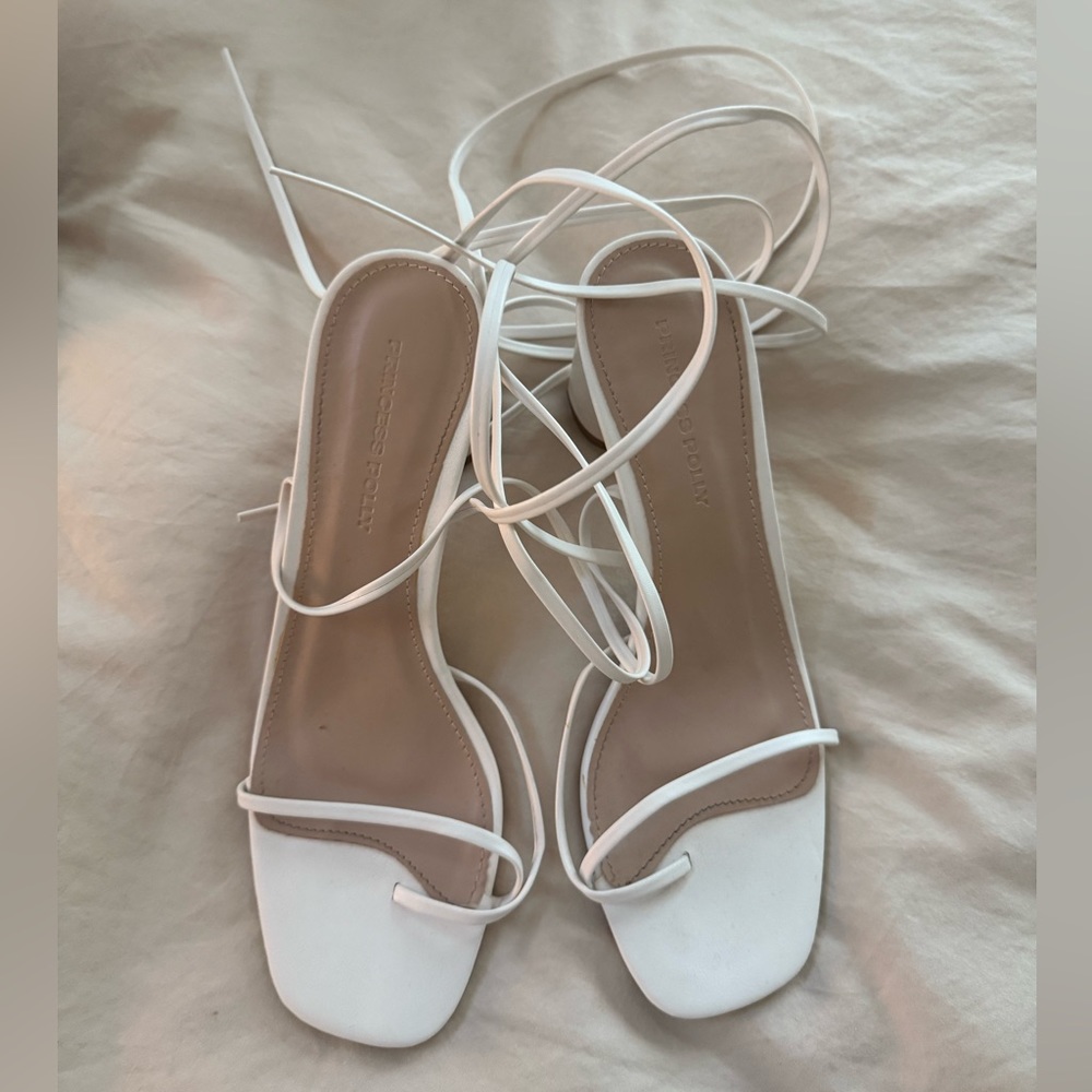 Princess Polly white strapped heels worn only once